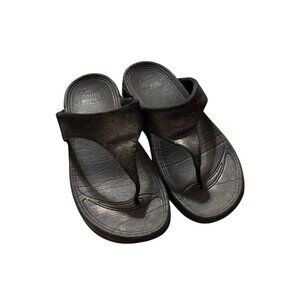 Fitflop Womens Black Thong Sandals Slip-On Comfort Shoes Size US 7 fair cond.